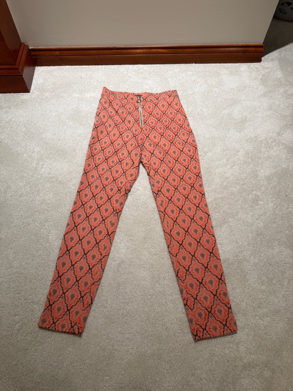 Urban Outfitters Orange and Black Printed Zip Pants